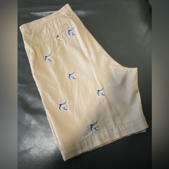 Island Republic Men’s Tan Shorts Embroidered With Fish Cruise Beach Sz 42 - Picture 7 of 14